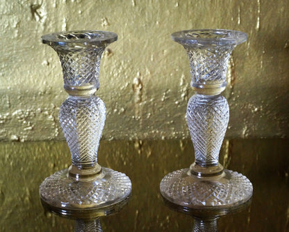 Glass Candle Stands, Set of 2 Venetian Design