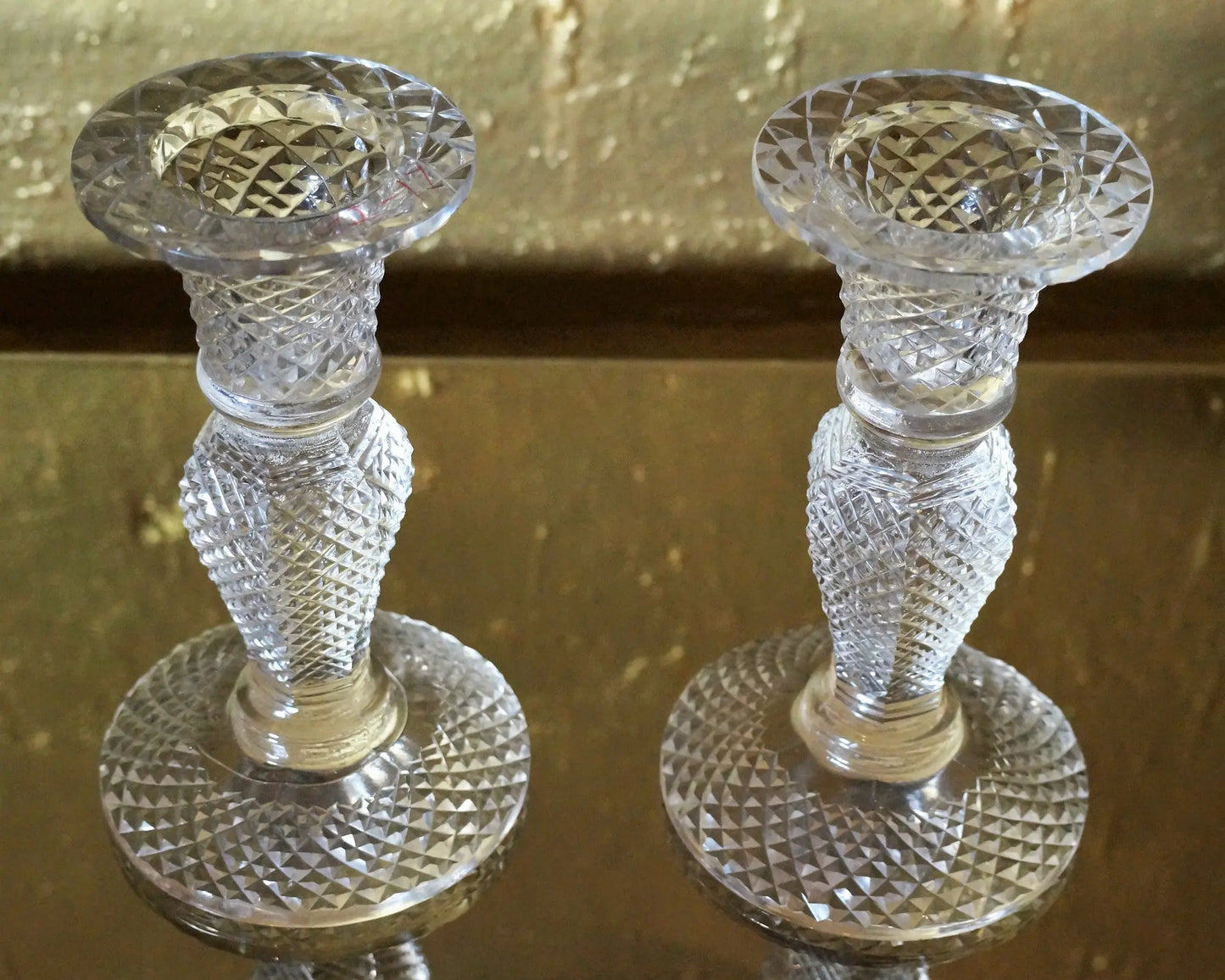 Glass Candle Stands, Set of 2 Venetian Design