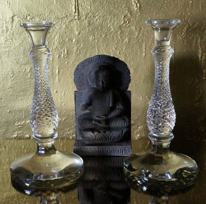 Glass Candle Stand, Set of 2 Venetian Design