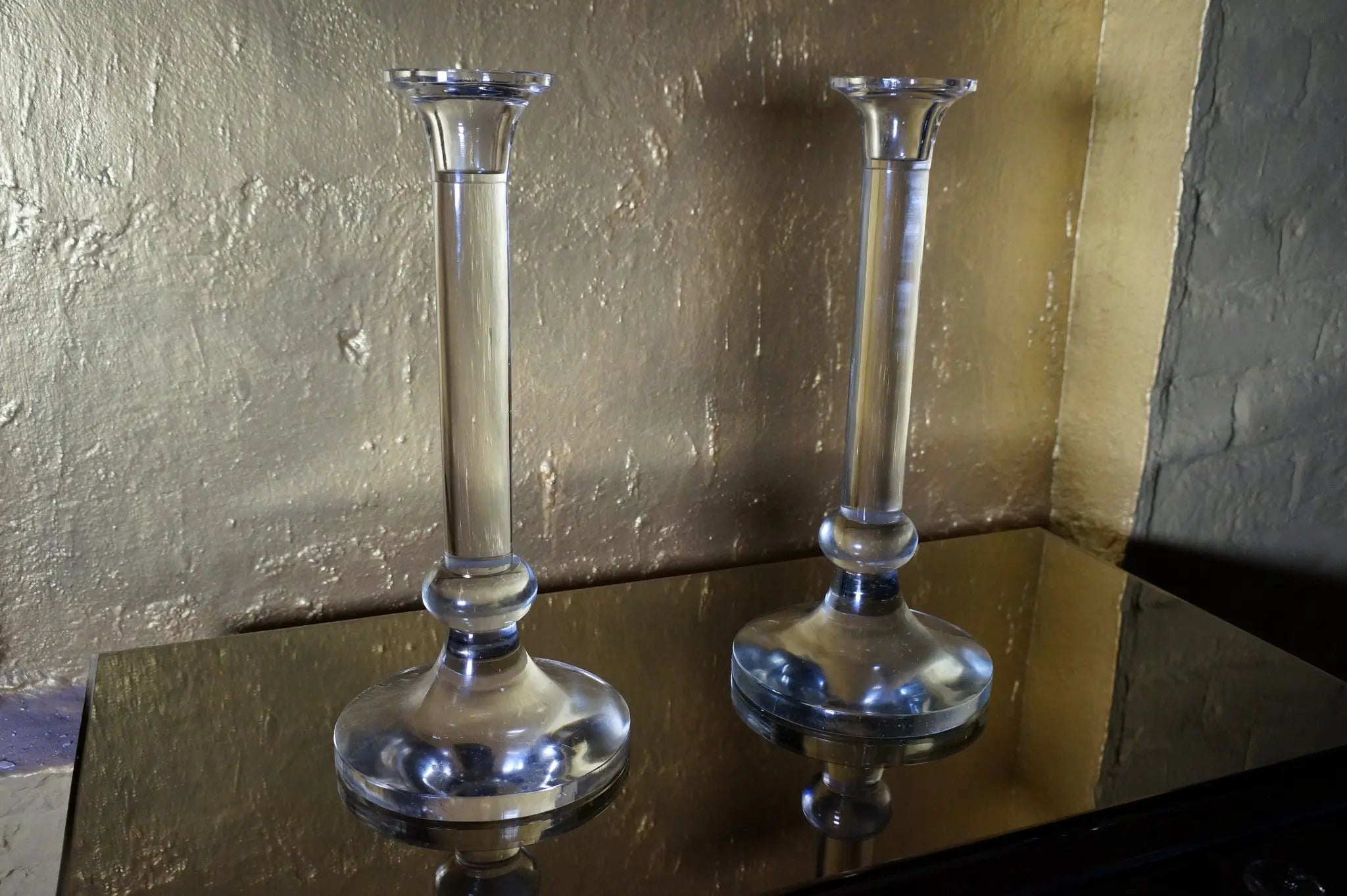 Glass Candle Stands, set of 2 Venetian Design