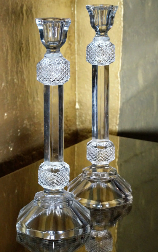 Glass Candle Stand, Set of 2 Venetian Design