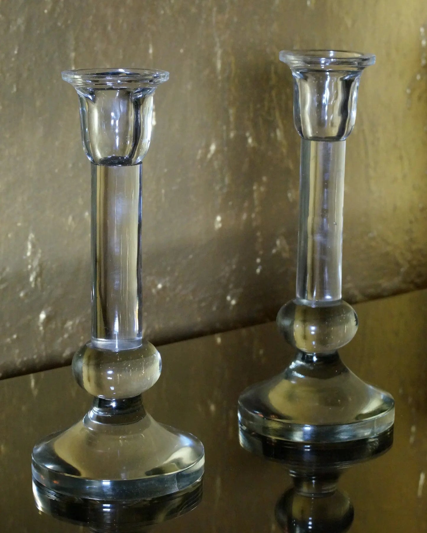 Glass Candle Stand, Set of 2 Venetian Design