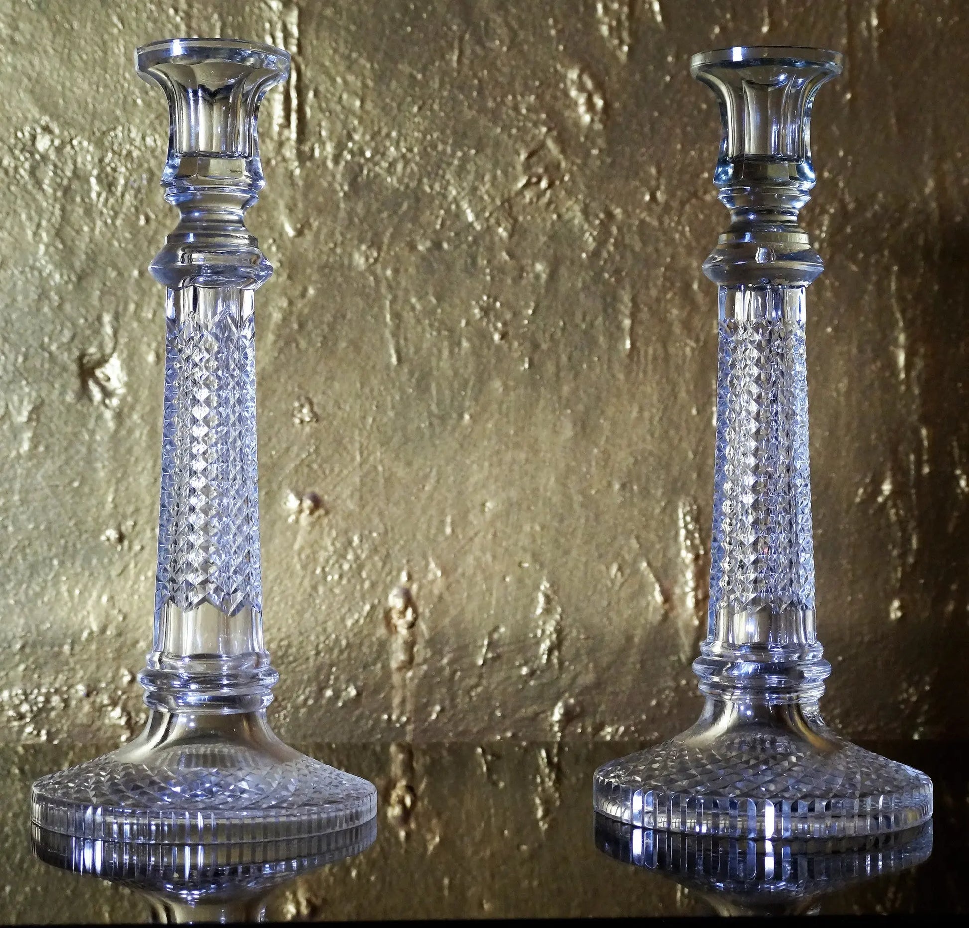 Glass Candle Stand, Set of 2 Venetian Design