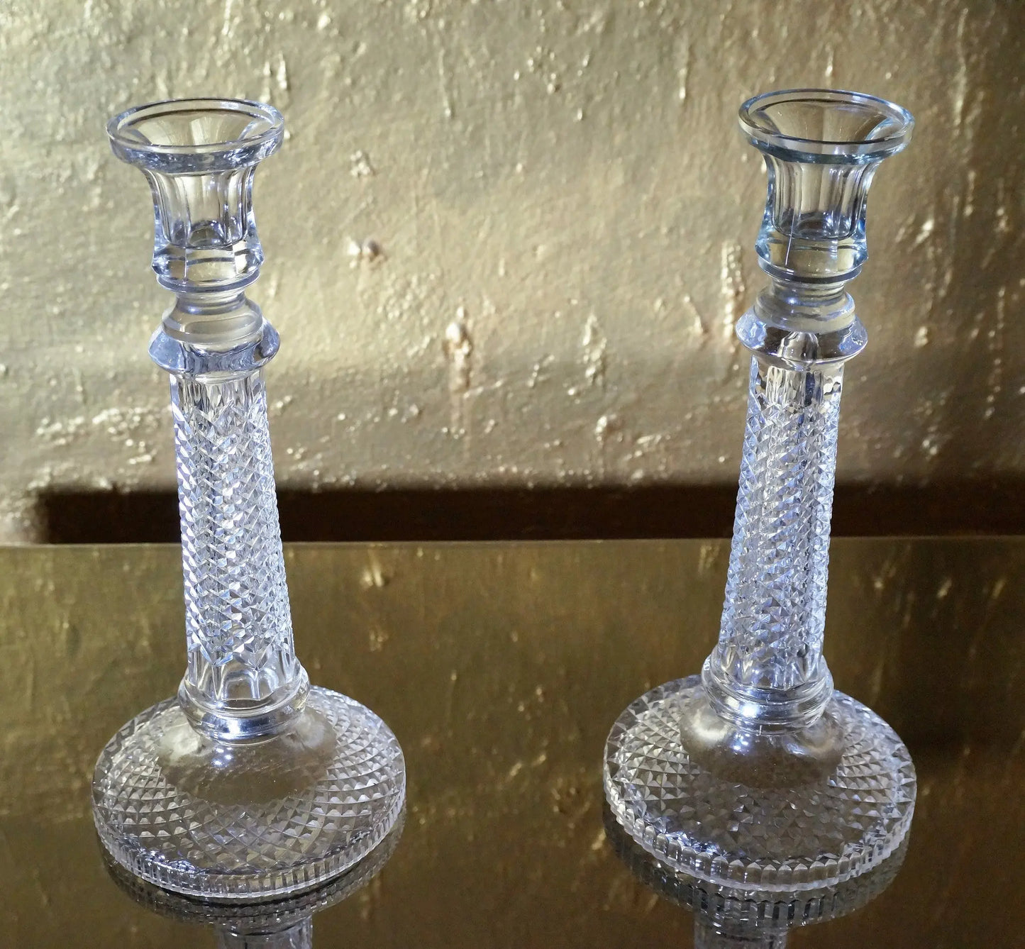 Glass Candle Stand, Set of 2 Venetian Design