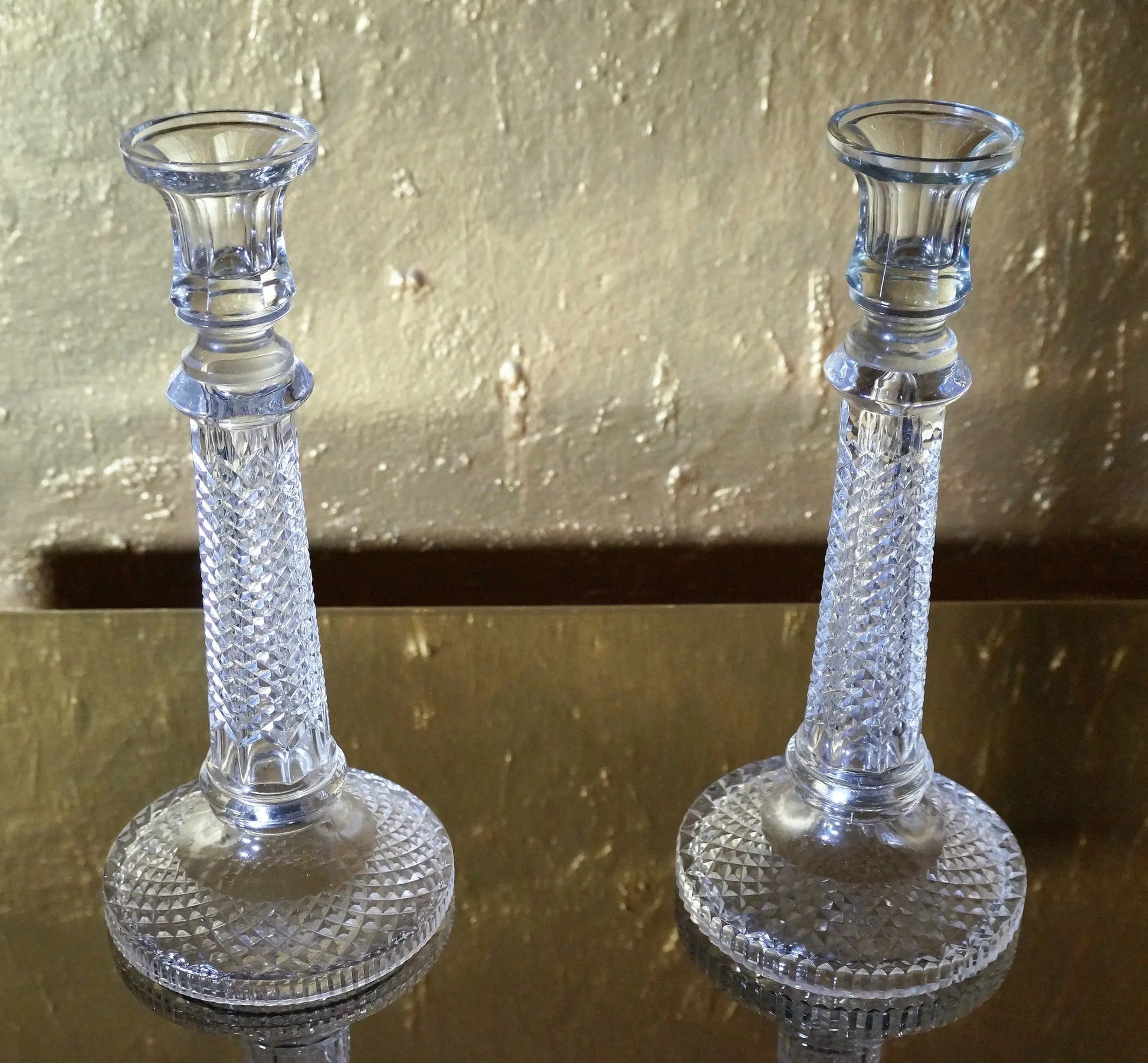 Glass Candle Stand, Set of 2 Venetian Design