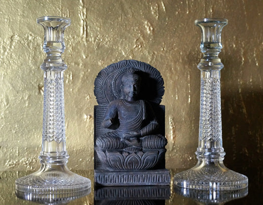 Glass Candle Stand, Set of 2 Venetian Design