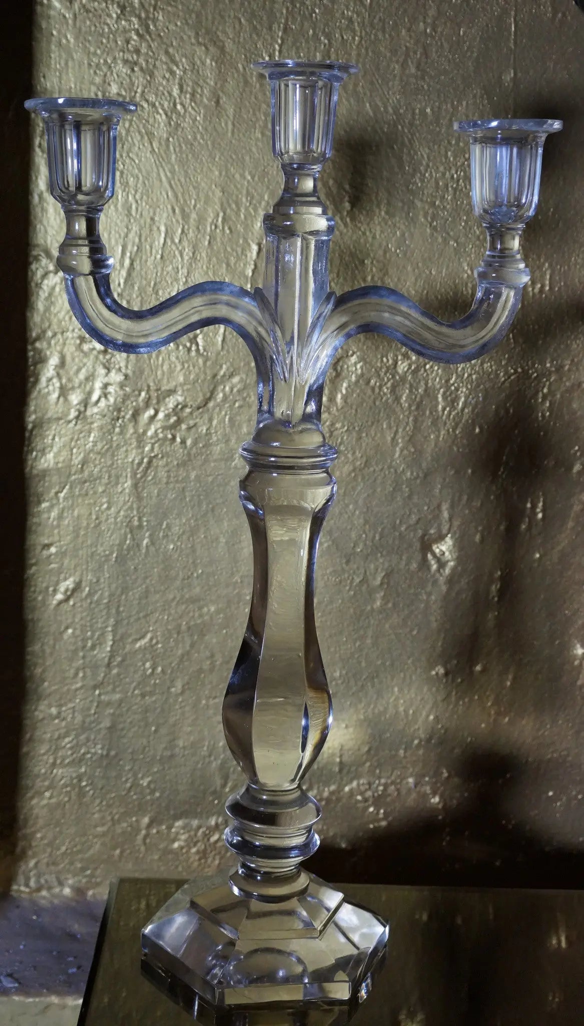 Glass Candle Stand, 3 Candle Holders Venetian Design