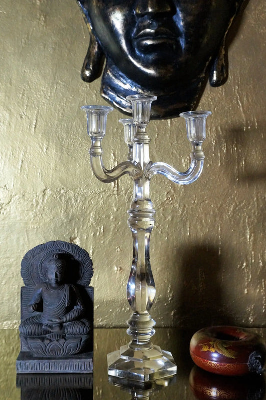 Glass Candle Stand, 4 Candle Holders Venetian Design