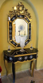 Octagonal Mirror with Mirrored Console CWM-370B Venetian Design