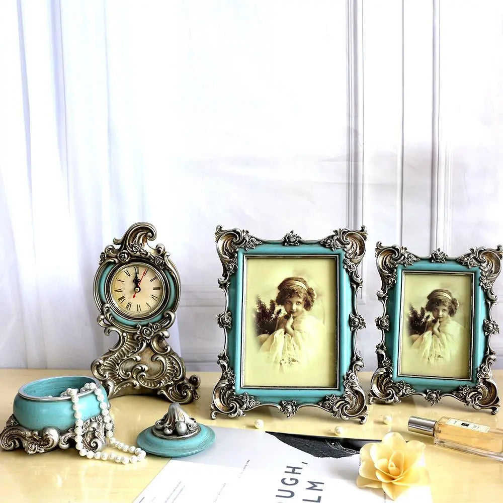 Elegant Pastel Blue Photo Frame Set Venetian Design 100% Heart Made Products