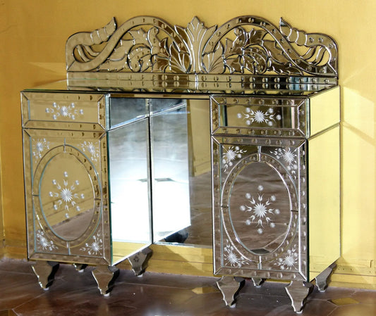 Suave Mirrored Grand Cabinet, 2 Drawer VDMF403 Venetian Design