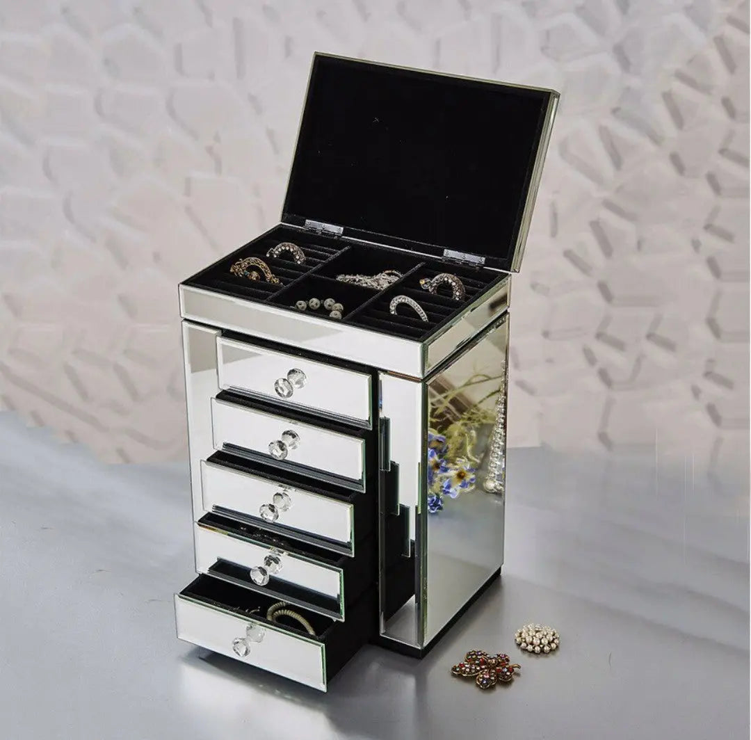 Silver Mirrored Jewellery Box Venetian Design (The boutique factory) 100% Heart Made Products