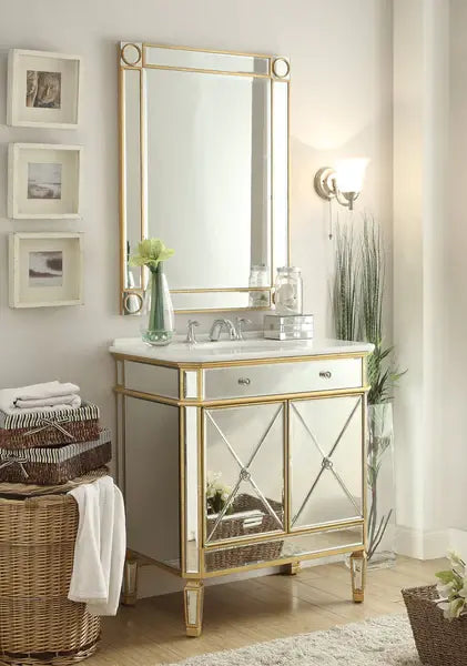 Radiance Mirrored Bathroom Vanity, 1 drawer and 2 door cabinet Venetian Design (The boutique factory) 100% Heart Made Products