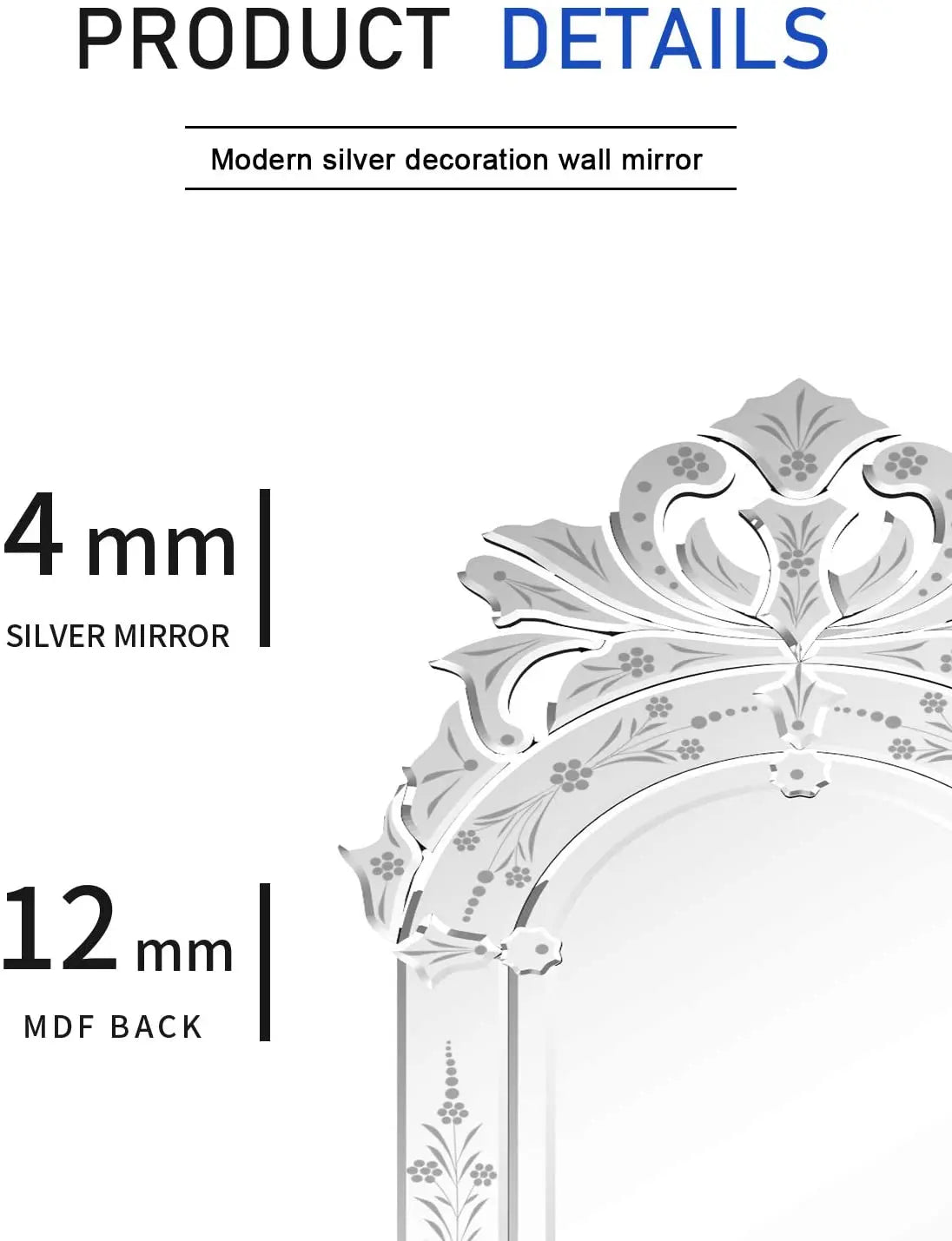 Venetian Rectangle Wall Mirror VD-801 Venetian Design 100% Heart Made Products