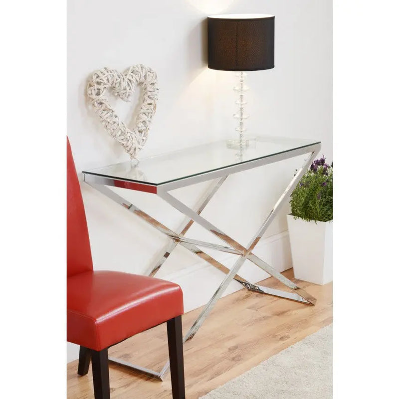 Console Table Chrome stand and Glass top VDHZ1007