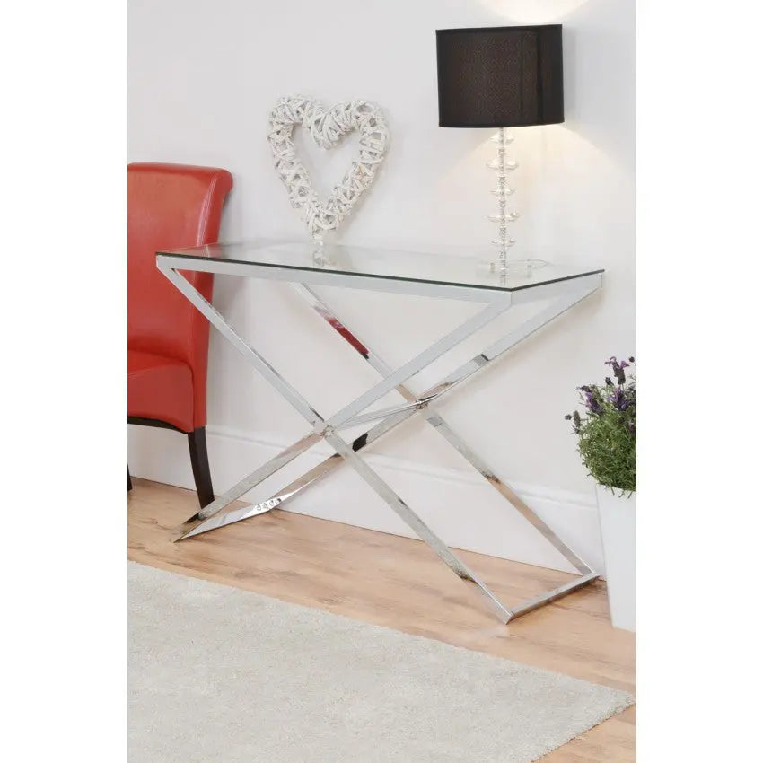 Console Table Chrome stand and Glass top VDHZ1007
