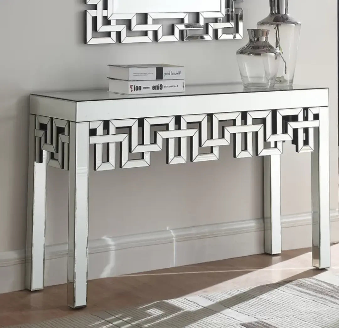 Luong Mirrored Console Table With Mirror CWM-616 Venetian Design 100% Heart Made Products