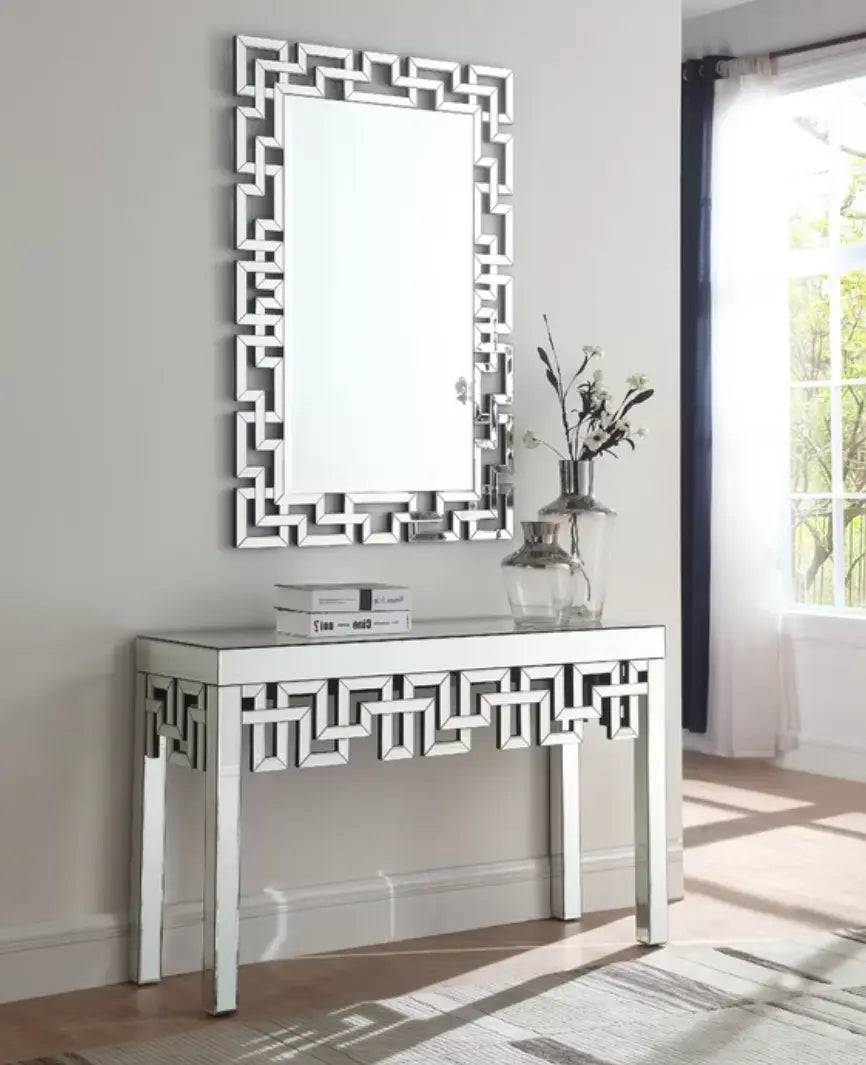 Luong Mirrored Console Table With Mirror CWM-616 Venetian Design 100% Heart Made Products