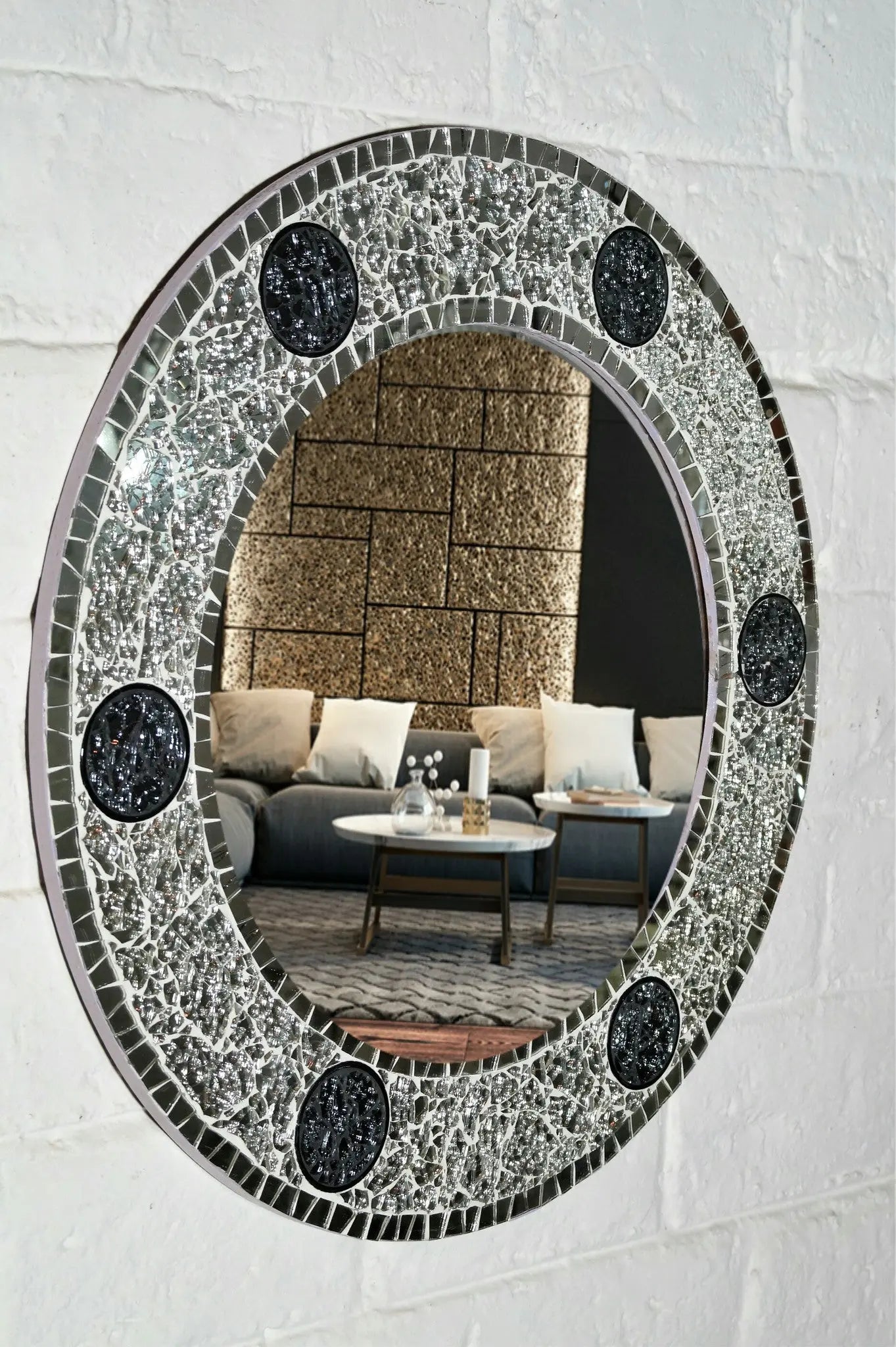 Silver Round Mosaic Mirror VDM-13 Venetian Design