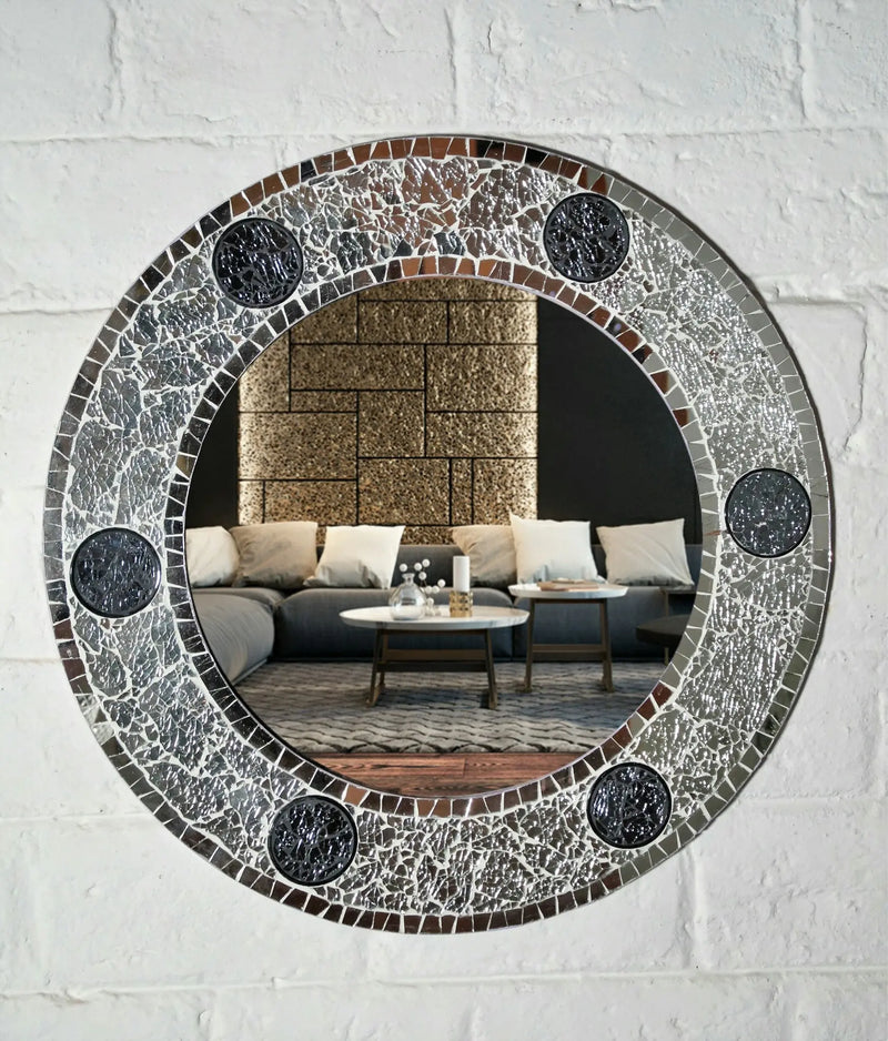 Silver Round Mosaic Mirror VDM-13 Venetian Design