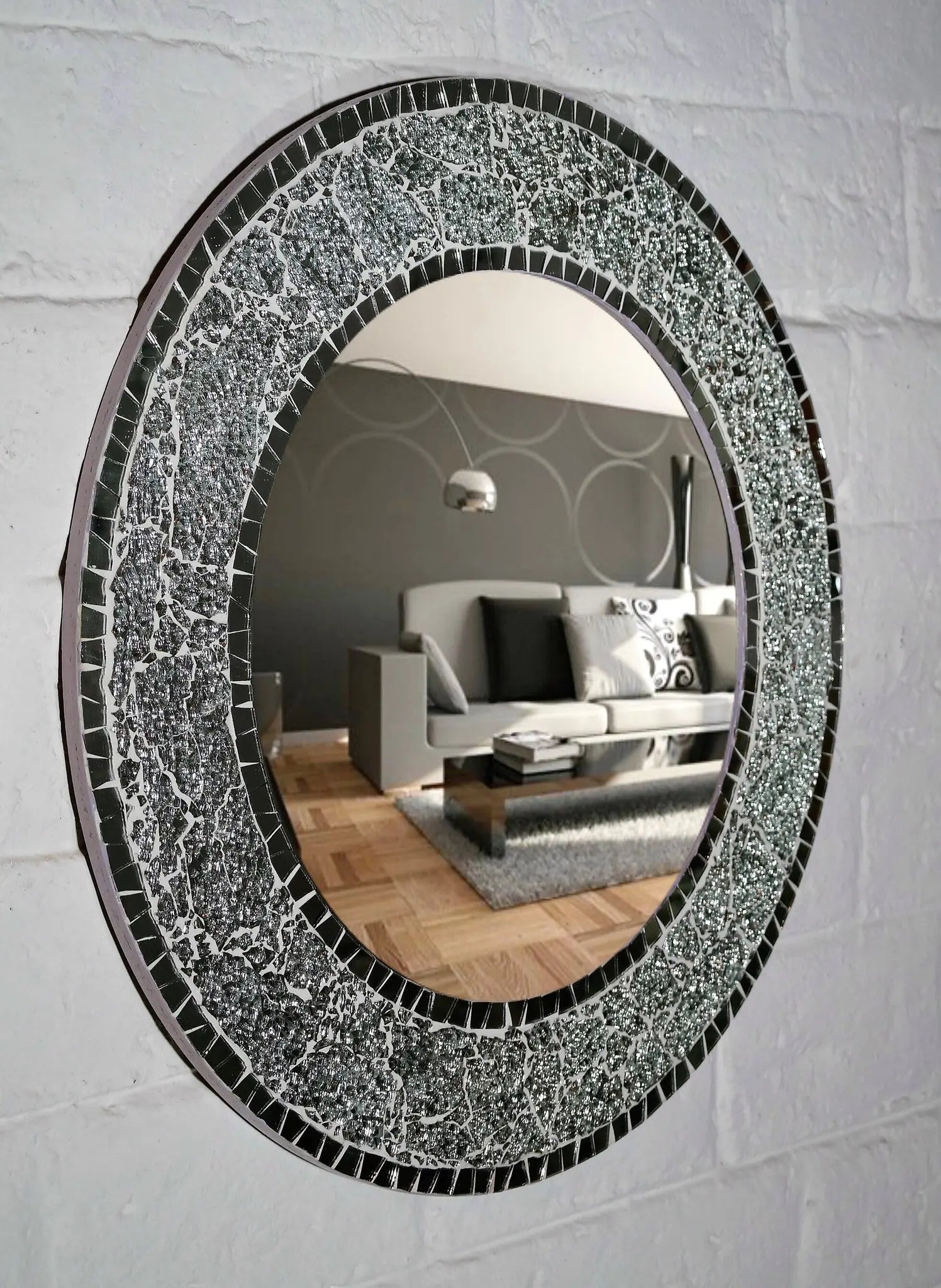 Silver Round Mosaic Mirror VDM-14