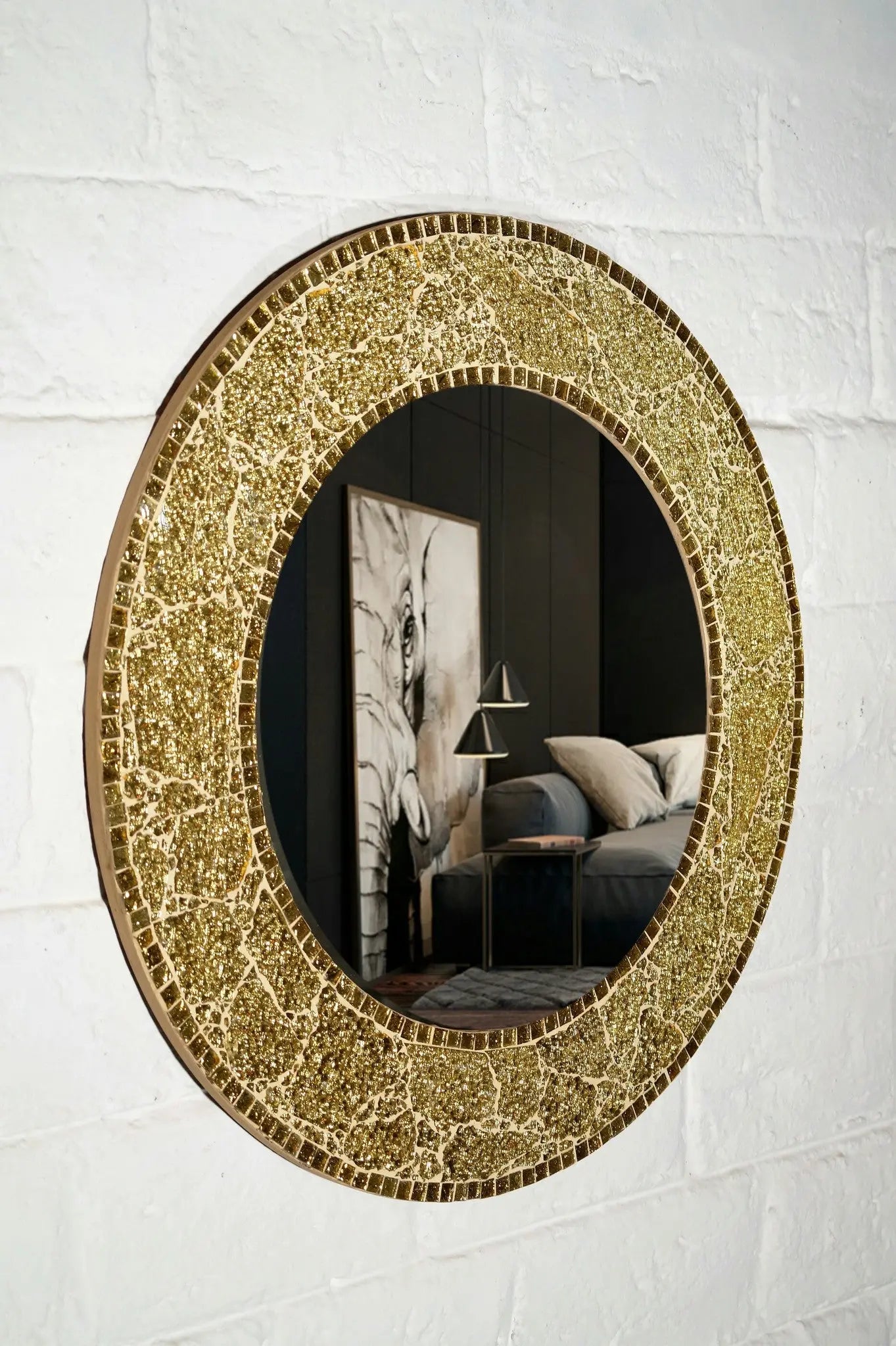 Gold Round Mosaic Mirror VDM-15 Venetian Design