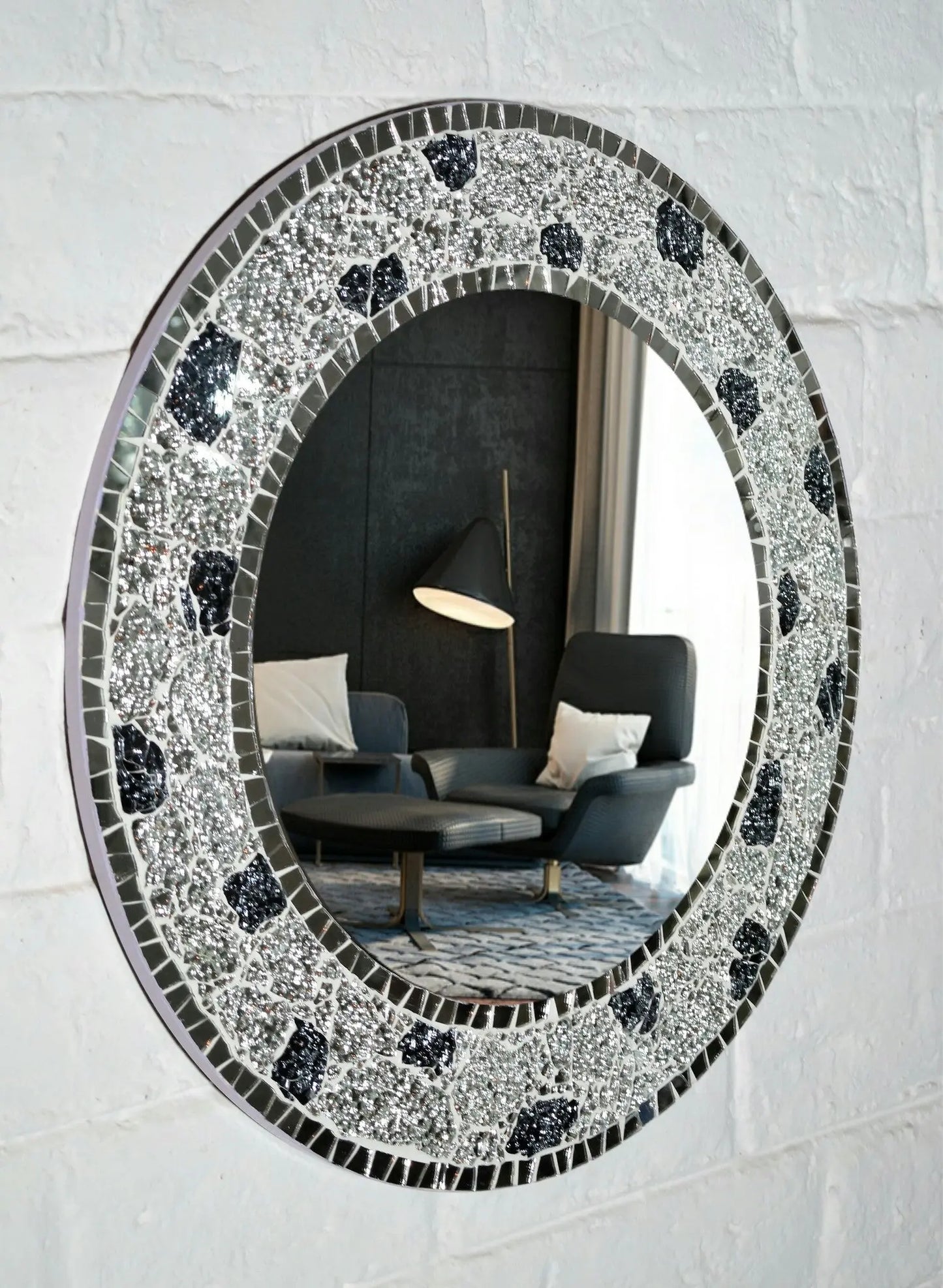 Silver Round Mosaic Mirror VDM-16 Venetian Design