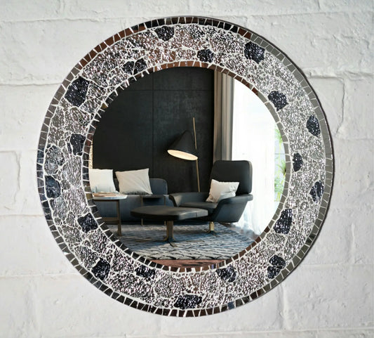 Silver Round Mosaic Mirror VDM-16 Venetian Design