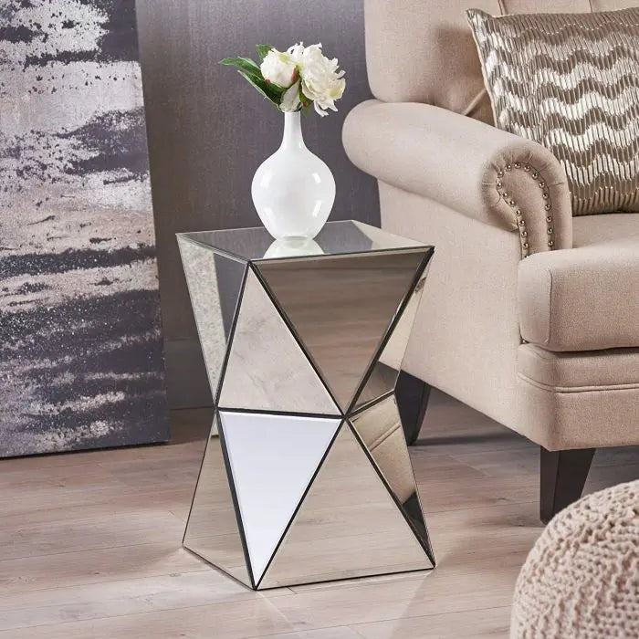 Multifaceted Mirrored  Side Table VDMF539 Venetian Design 100% Heart Made Products