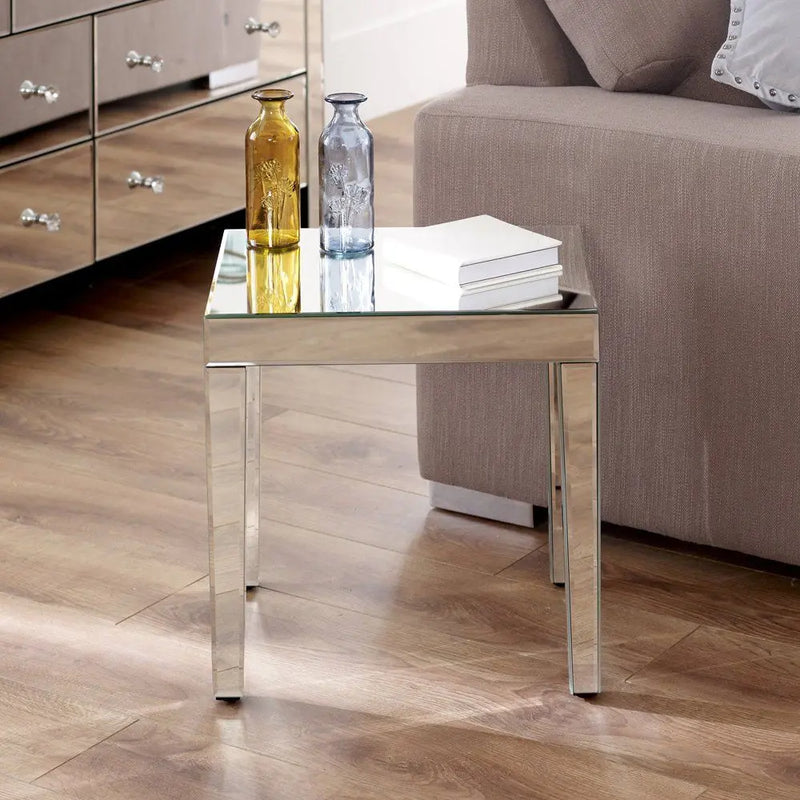 Stanley Mirrored Side Table VDMF540 Venetian Design 100% Heart Made Products