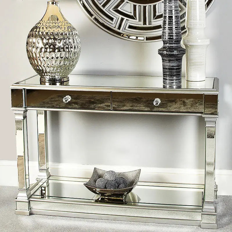 Sahara Mirrored Console with Single Drawer VDMF523 Venetian Design 100% Heart Made Products