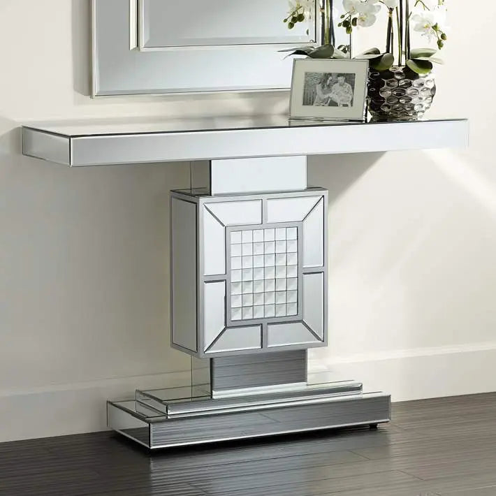 Medina 44" Wide Mosaic Mirrored Console Table VDMF529 Venetian Design 100% Heart Made Products