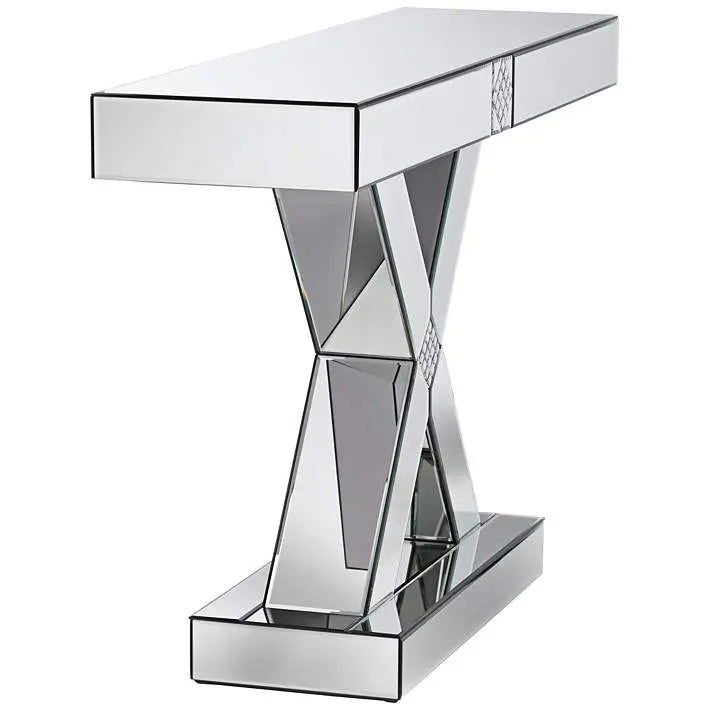 Medina 46" Wide Mosaic X-Frame Mirrored Console Table VDMF530 Venetian Design 100% Heart Made Products