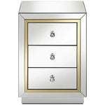Laila 18" Wide Gold-Trimmed Mirrored 3-Drawer Side Table VDMF534