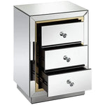 Laila 18" Wide Gold-Trimmed Mirrored 3-Drawer Side Table VDMF534