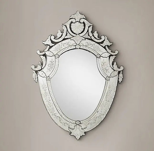 Rococo Etched Mirror - Shield VDRH-03 Venetian Design