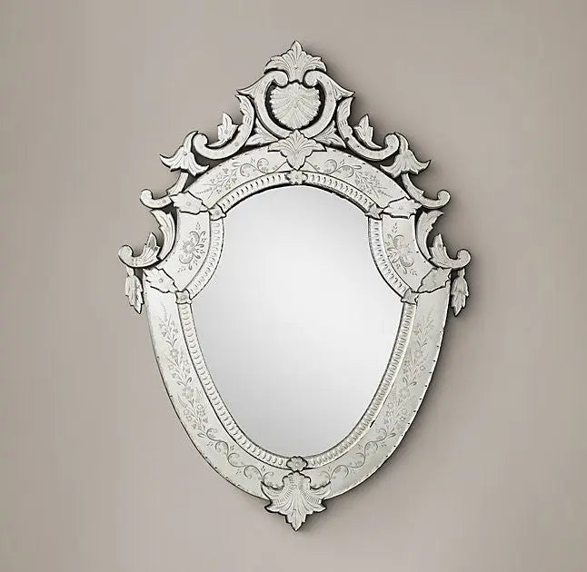 Rococo Etched Mirror - Shield VDRH-03 Venetian Design