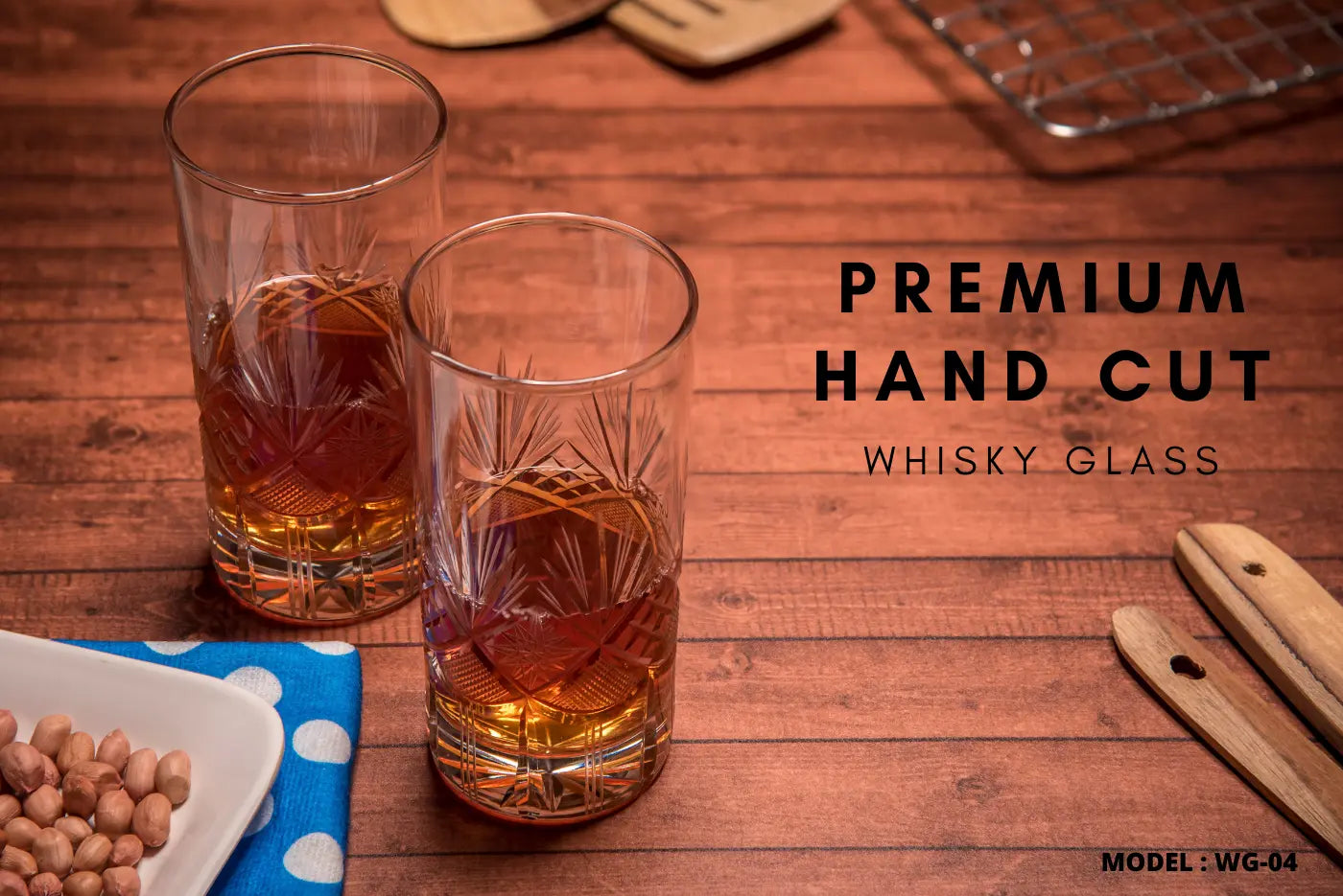 Hand Cut Whiskey Glass (Set of 2) WG-04 Venetian Design (The boutique factory) 100% Heart Made Products