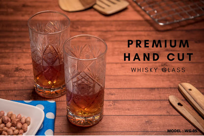 Hand Cut Whiskey Glass (Set of 2) WG-05 Venetian Design (The boutique factory) 100% Heart Made Products