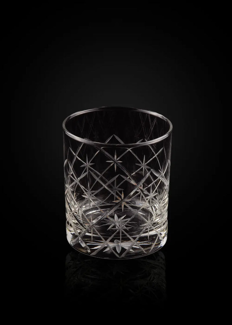 Hand Cut Whiskey Glass (Set of 2) WG-06 Venetian Design (The boutique factory) 100% Heart Made Products