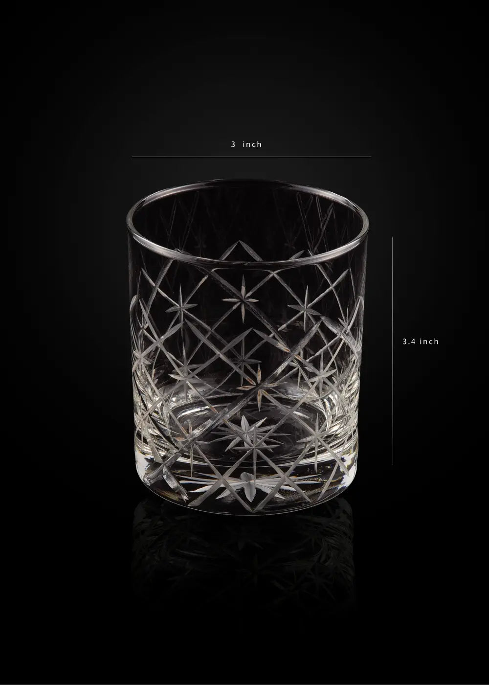 Hand Cut Whiskey Glass (Set of 2) WG-06 Venetian Design (The boutique factory) 100% Heart Made Products