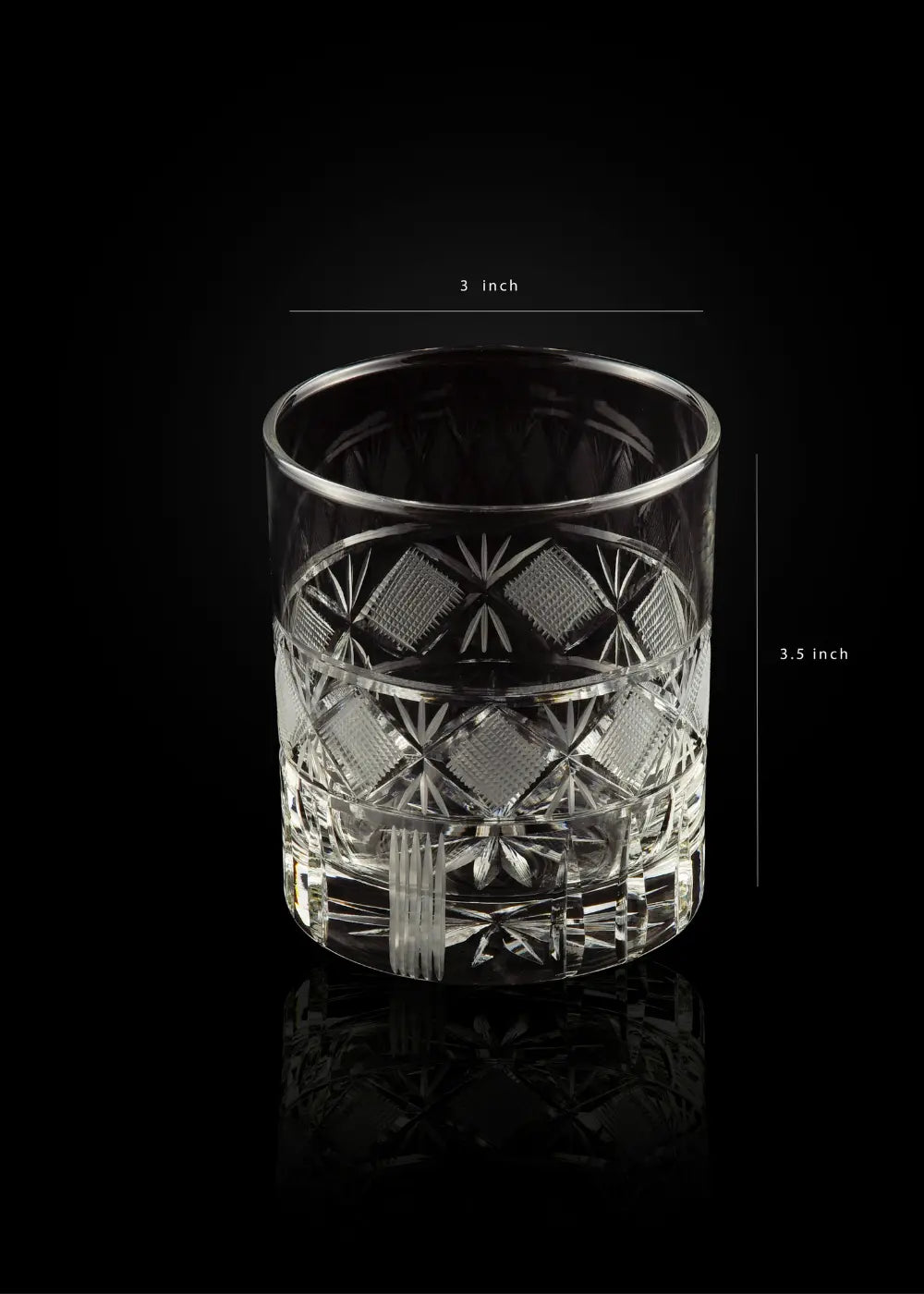 Crystal Hand Cut Whiskey Glass (Set of 2) WG-10 Venetian Design (The boutique factory) 100% Heart Made Products