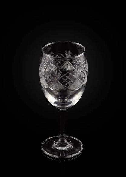 Crystal Hand Cut Wine Glass (Set of 2) WG-12 Venetian Design (The boutique factory) 100% Heart Made Products