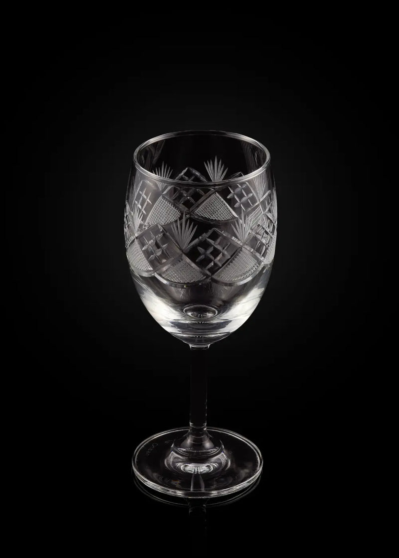 Crystal Hand Cut Wine Glass (Set of 2) WG-12 Venetian Design (The boutique factory) 100% Heart Made Products
