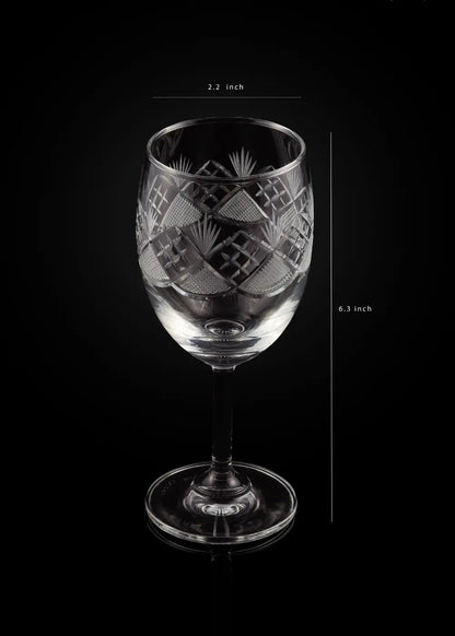 Crystal Hand Cut Wine Glass (Set of 2) WG-12 Venetian Design (The boutique factory) 100% Heart Made Products