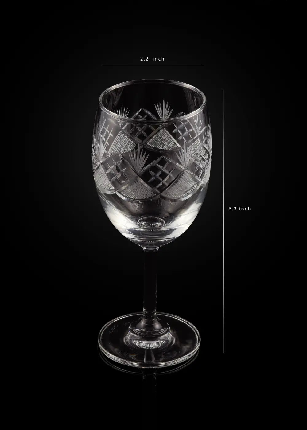 Crystal Hand Cut Wine Glass (Set of 2) WG-12 Venetian Design (The boutique factory) 100% Heart Made Products