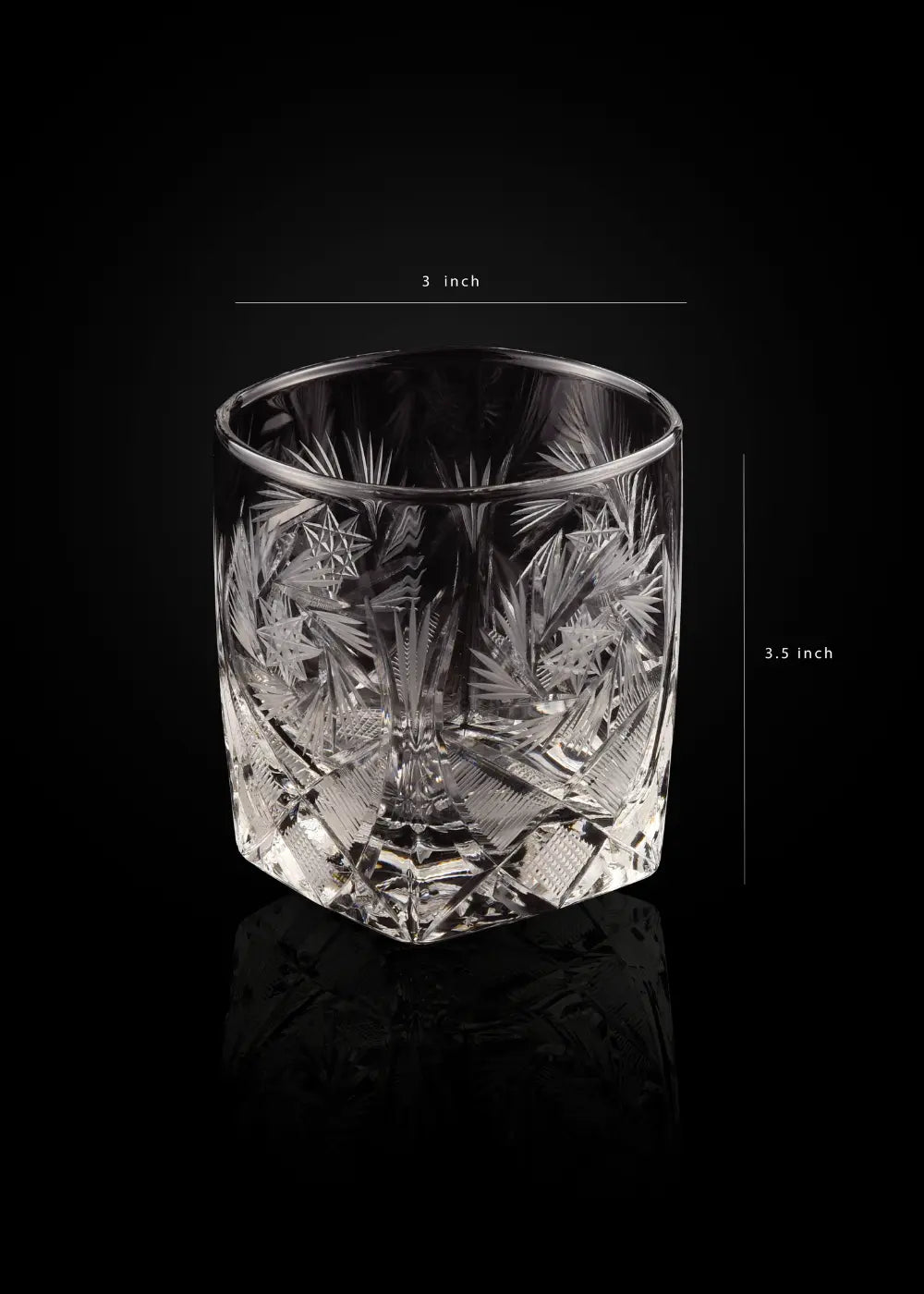 Crystal Hand Cut Whiskey Glass (Set of 2) WG-13 Venetian Design (The boutique factory) 100% Heart Made Products