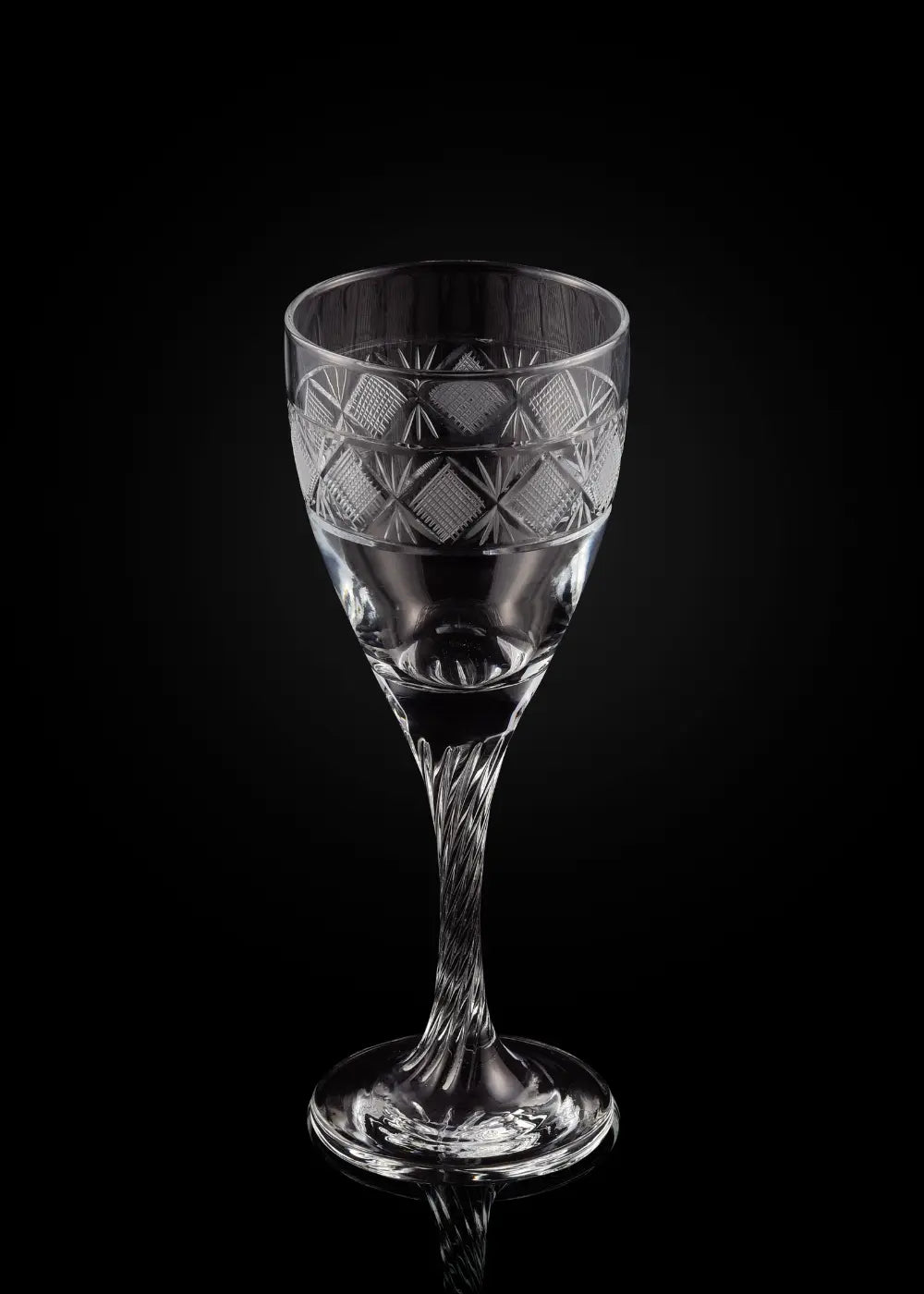 Crystal Hand Cut Wine Glass (Set of 2) WG-14 Venetian Design (The boutique factory) 100% Heart Made Products