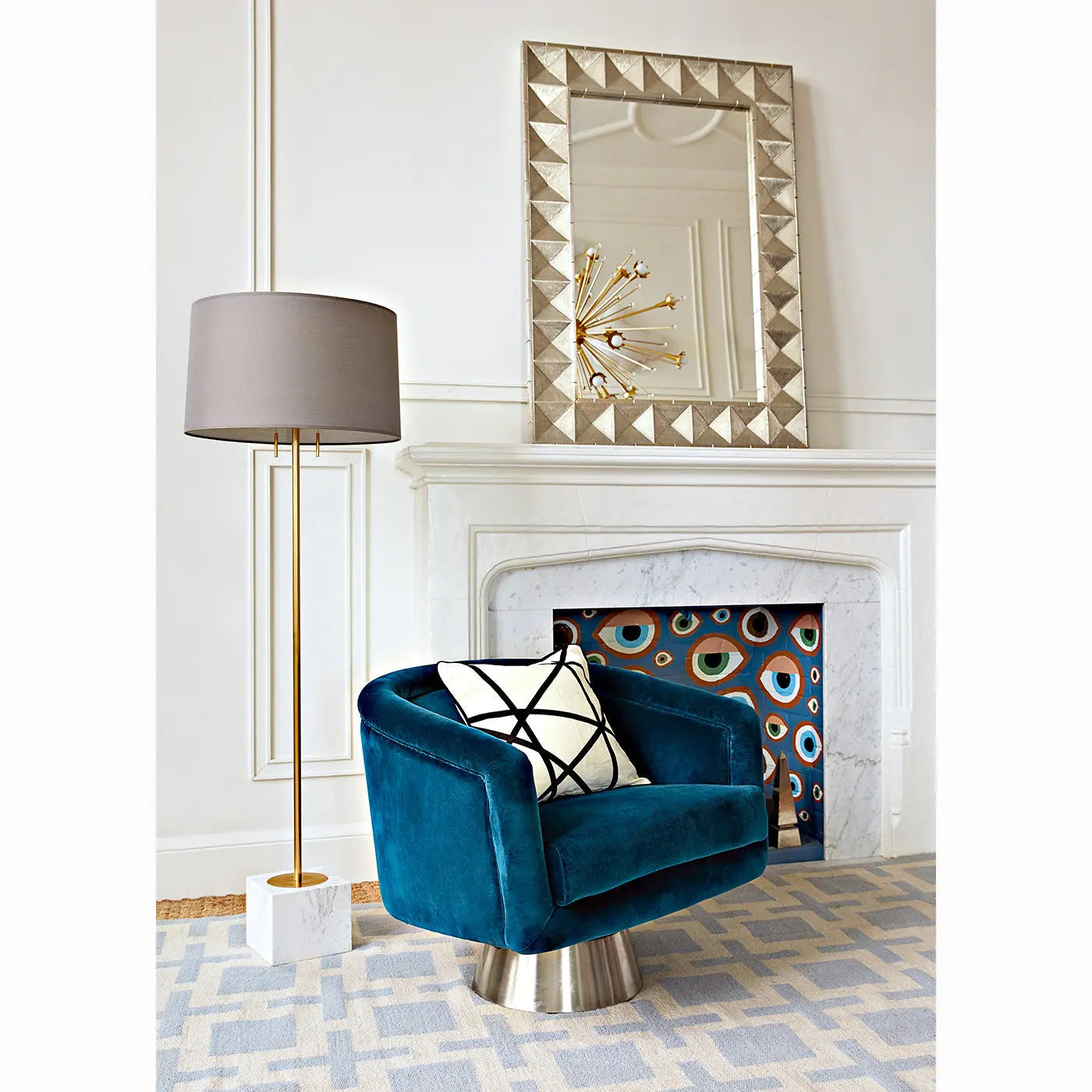 White Metal Mirror Venetian Design