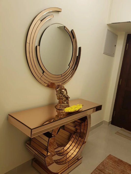 Eclipse Rose Gold Mirror and Table Venetian Design (The boutique factory) 100% Heart Made Products
